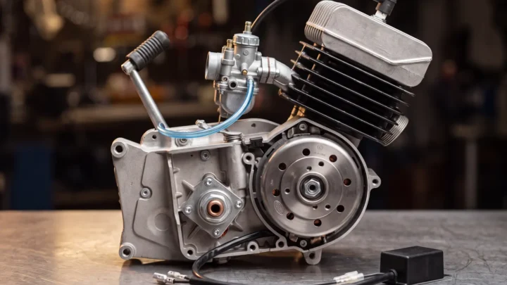 Frisch aufgebauter Simson-Motor auf der Werkbank