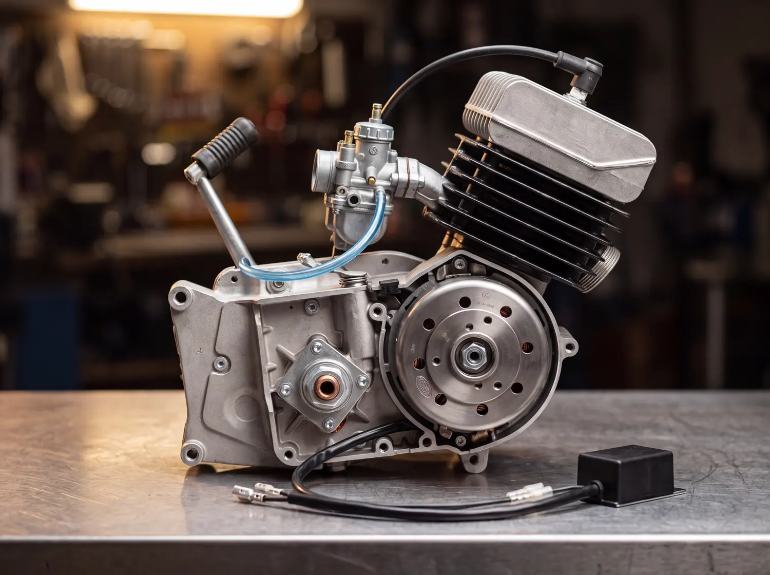 Frisch aufgebauter Simson-Motor auf der Werkbank
